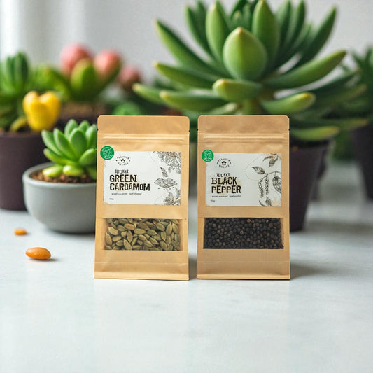 Earth’s Own Collection – Naturally Grown Cardamom & Black Pepper Combo (50g each)